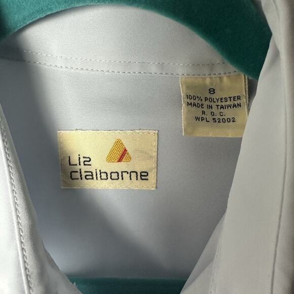 Liz Claiborne Light Blue Button Blouse Women Sz 8 Work Wear Career Shirt Vtg 80s - Picture 7 of 11